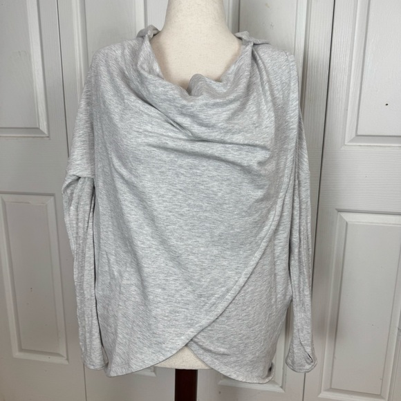 Athleta Tops - Athleta Soft Gray Draped Long Sleeve Sweatshirt